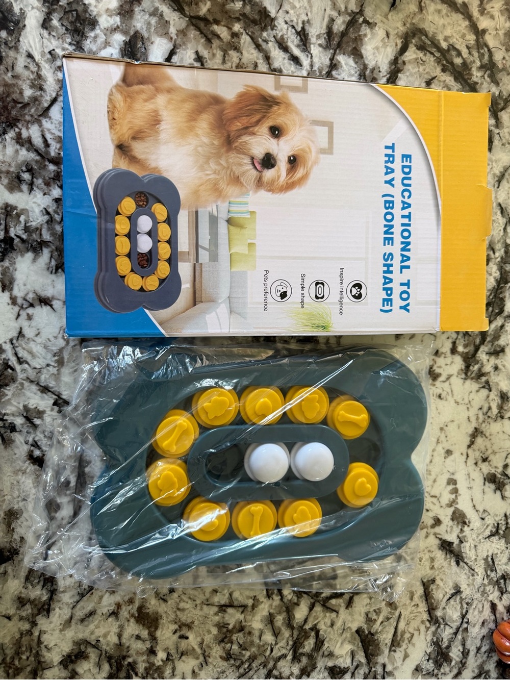 Educational Toy Tray (Bone Shape) - Gray & Yellow